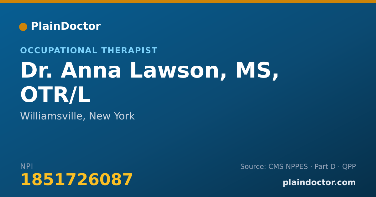 Shareable card for Anna Lawson, MS, OTR/L - Occupational Therapist, Williamsville, NY