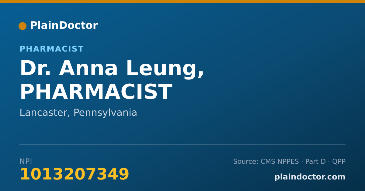 Shareable card for Anna Leung, PHARMACIST - Pharmacist, Lancaster, PA