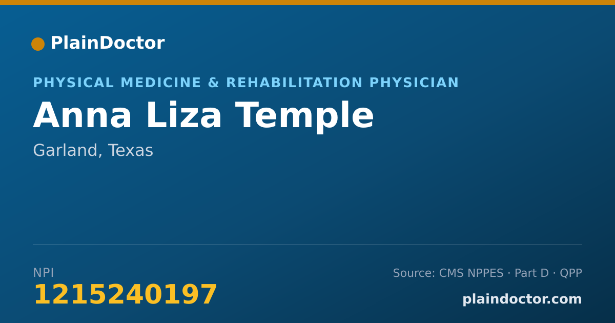 Shareable card for Anna Liza Temple - Physical Medicine & Rehabilitation Physician, Garland, TX