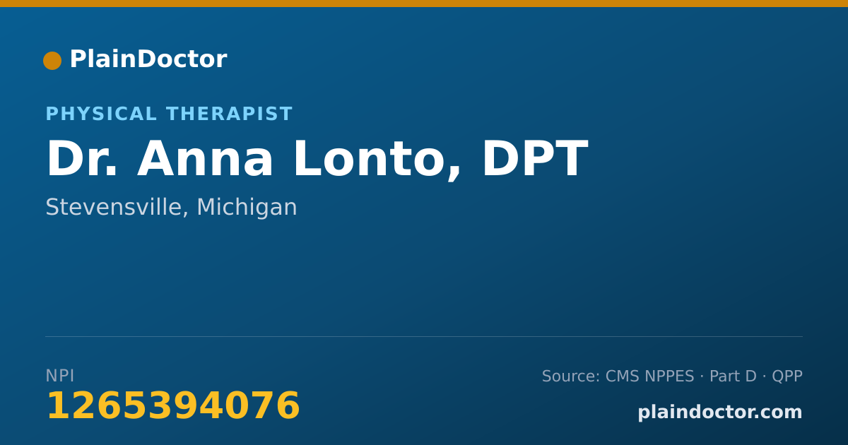 Shareable card for Anna Lonto, DPT - Physical Therapist, Stevensville, MI