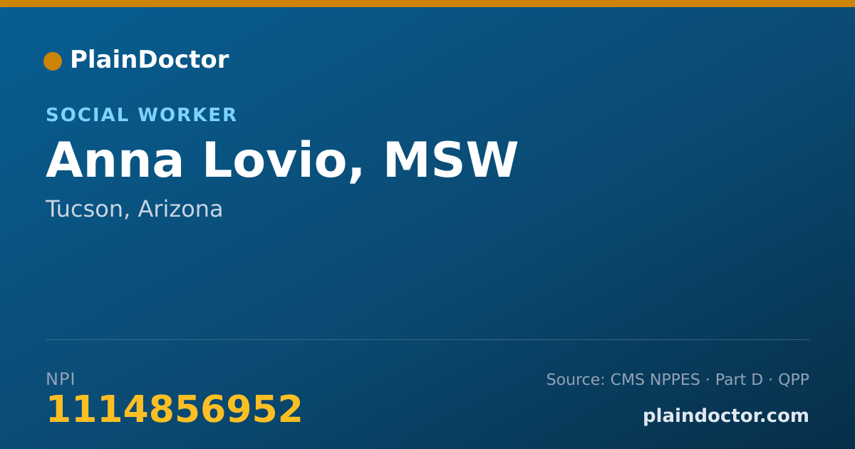 Shareable card for Anna Lovio, MSW - Social Worker, Tucson, AZ