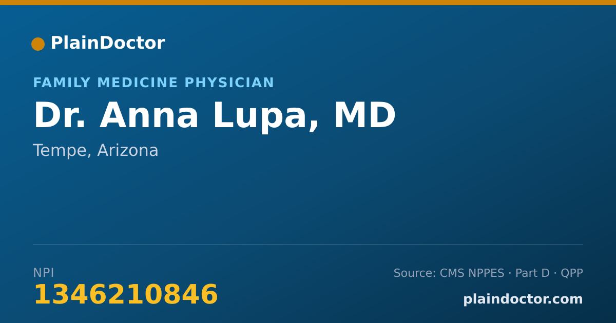 Shareable card for Anna Lupa, MD - Family Medicine Physician, Tempe, AZ