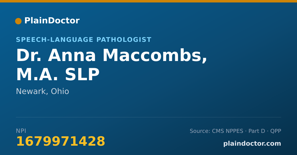 Shareable card for Anna Maccombs, M.A. SLP - Speech-Language Pathologist, Newark, OH