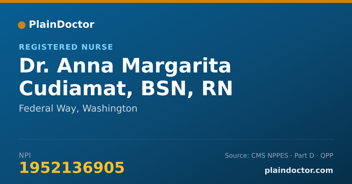 Shareable card for Anna Margarita Cudiamat, BSN, RN - Registered Nurse, Federal Way, WA
