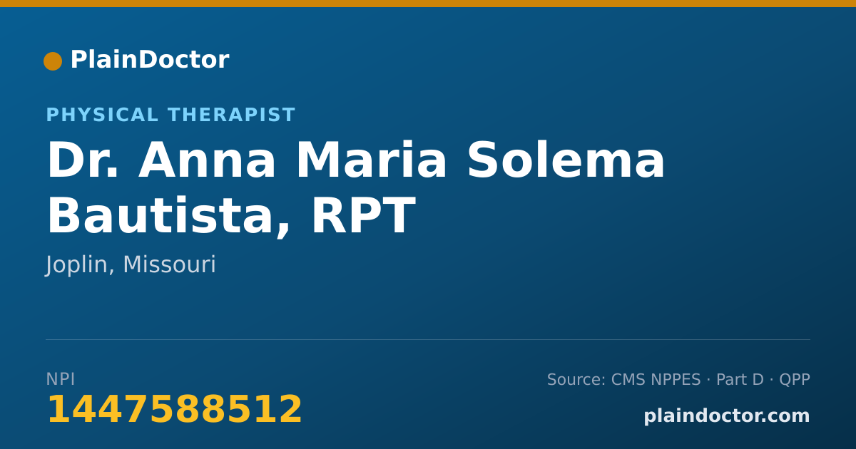 Shareable card for Anna Maria Solema Bautista, RPT - Physical Therapist, Joplin, MO