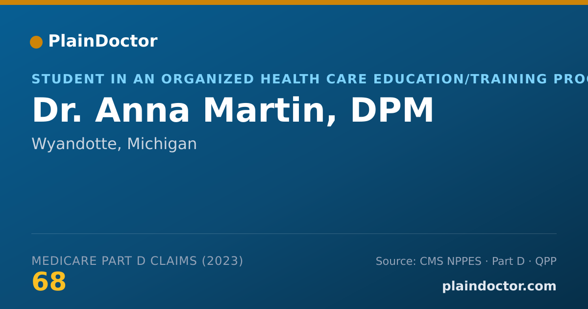 Shareable card for Anna Martin, DPM - Student in an Organized Health Care Education/Training Program, Wyandotte, MI