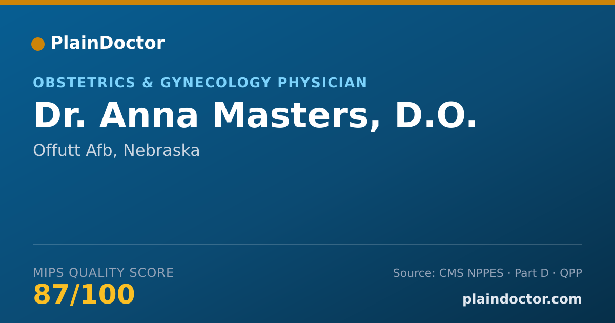 Shareable card for Anna Masters, D.O. - Obstetrics & Gynecology Physician, Offutt Afb, NE