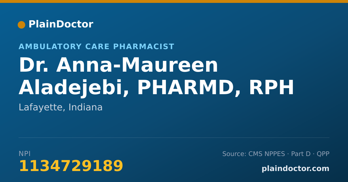 Shareable card for Anna-Maureen Aladejebi, PHARMD, RPH - Ambulatory Care Pharmacist, Lafayette, IN