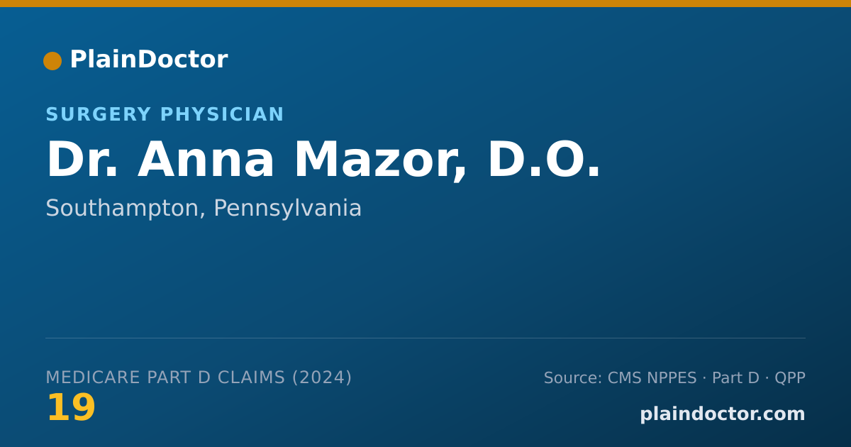 Shareable card for Anna Mazor, D.O. - Surgery Physician, Southampton, PA