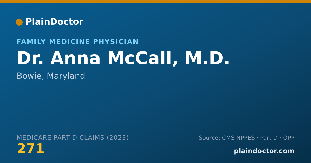 Shareable card for Anna McCall, M.D. - Family Medicine Physician, Bowie, MD