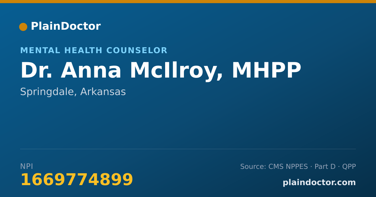 Shareable card for Anna McIlroy, MHPP - Mental Health Counselor, Springdale, AR
