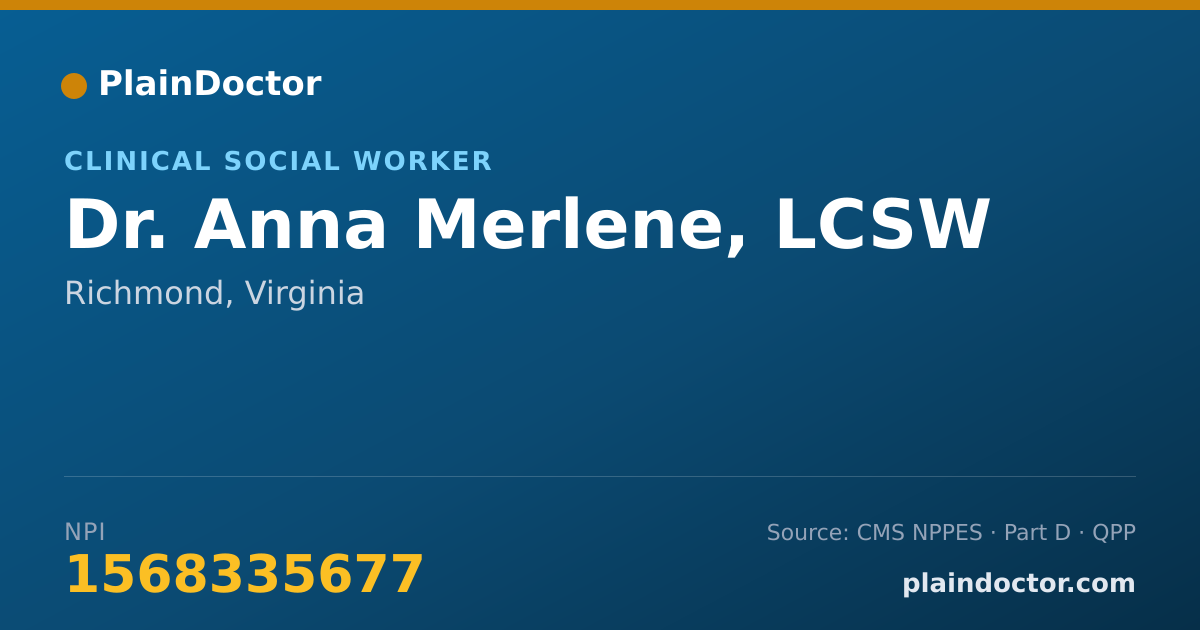 Shareable card for Anna Merlene, LCSW - Clinical Social Worker, Richmond, VA