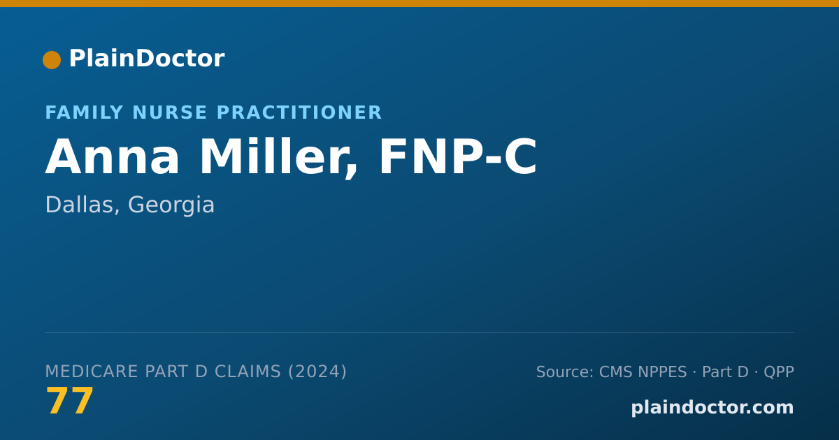 Shareable card for Anna Miller, FNP-C - Family Nurse Practitioner, Dallas, GA