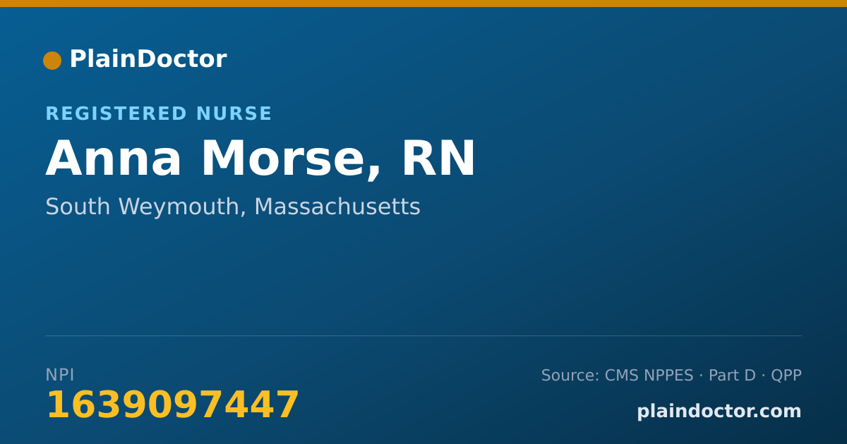 Shareable card for Anna Morse, RN - Registered Nurse, South Weymouth, MA