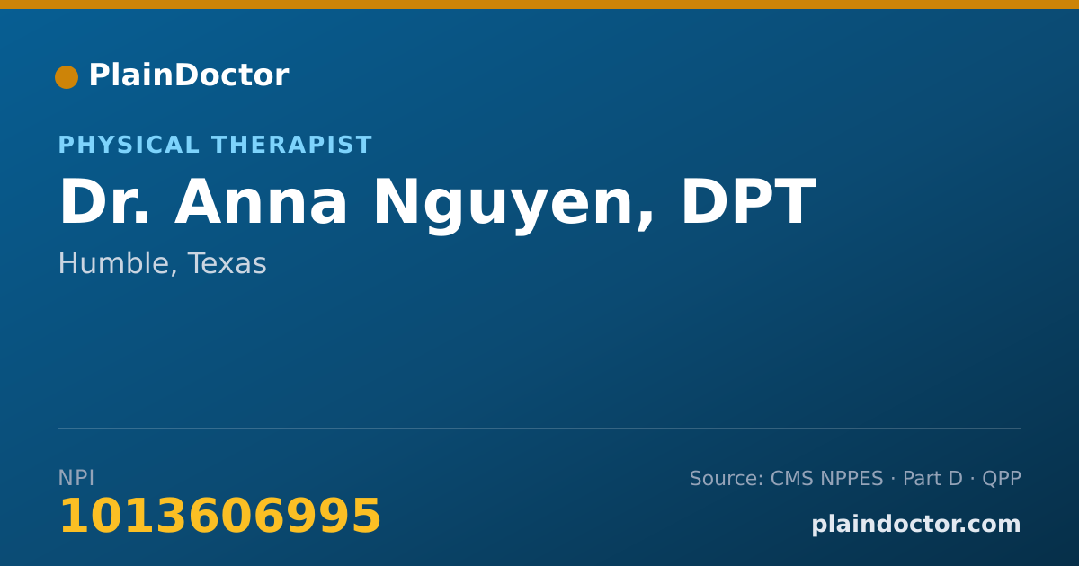 Shareable card for Anna Nguyen, DPT - Physical Therapist, Humble, TX