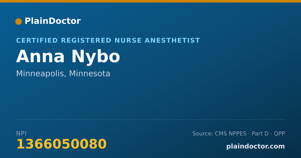 Shareable card for Anna Nybo - Certified Registered Nurse Anesthetist, Minneapolis, MN