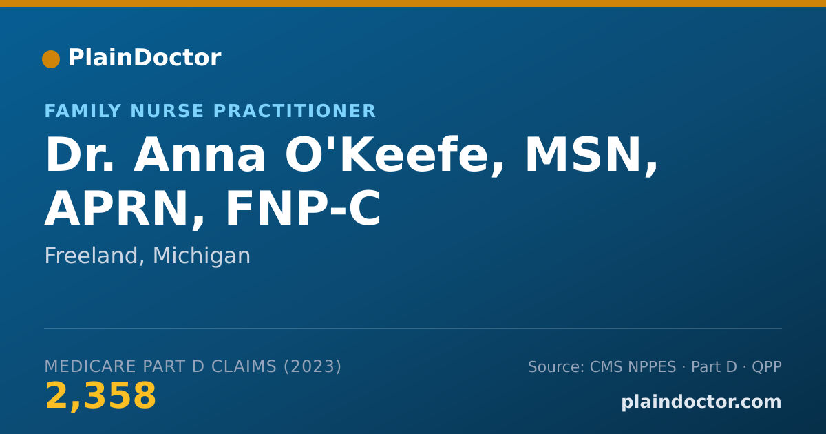 Shareable card for Anna O'Keefe, MSN, APRN, FNP-C - Family Nurse Practitioner, Freeland, MI