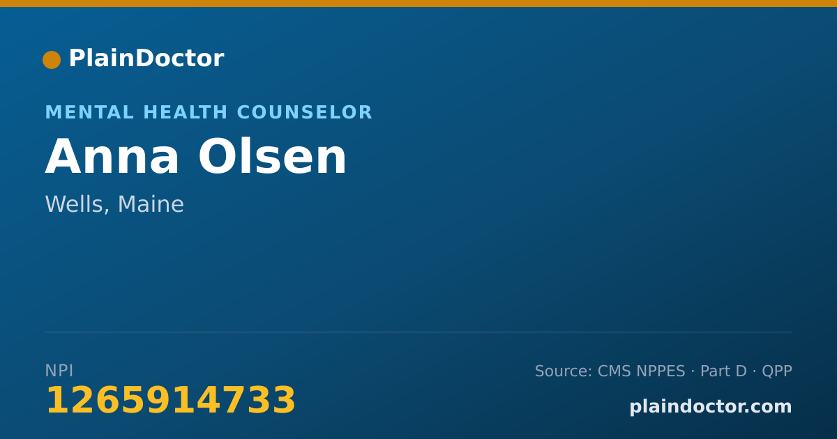 Shareable card for Anna Olsen - Mental Health Counselor, Wells, ME