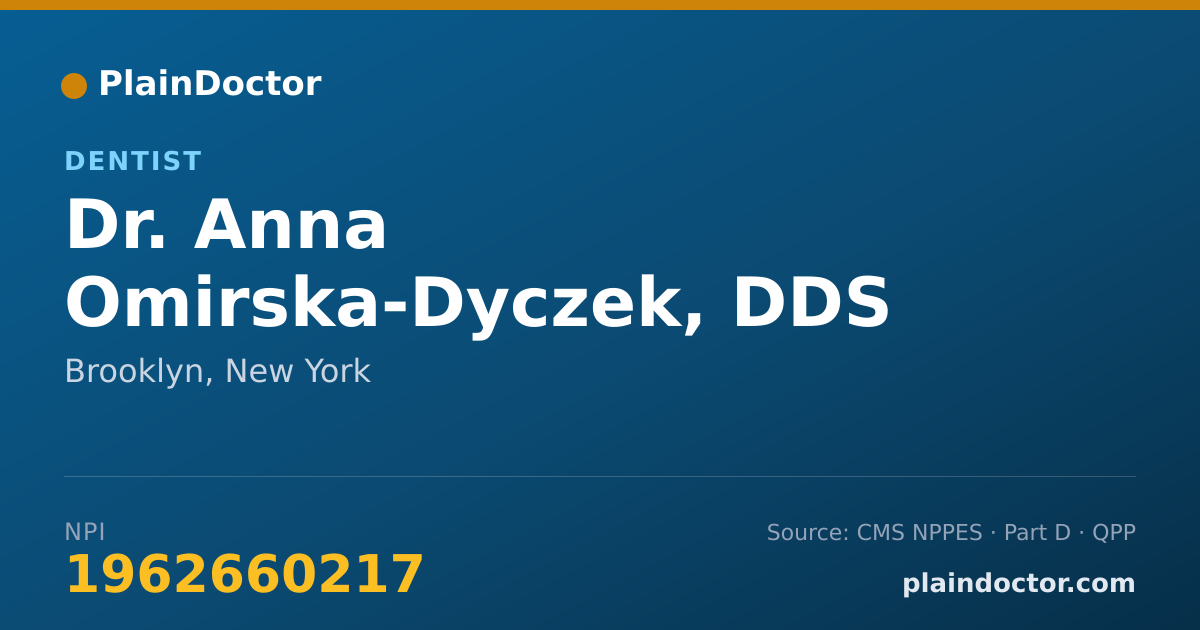 Shareable card for Anna Omirska-Dyczek, DDS - Dentist, Brooklyn, NY