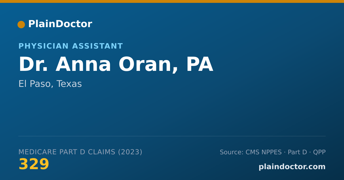 Shareable card for Anna Oran, PA - Physician Assistant, El Paso, TX