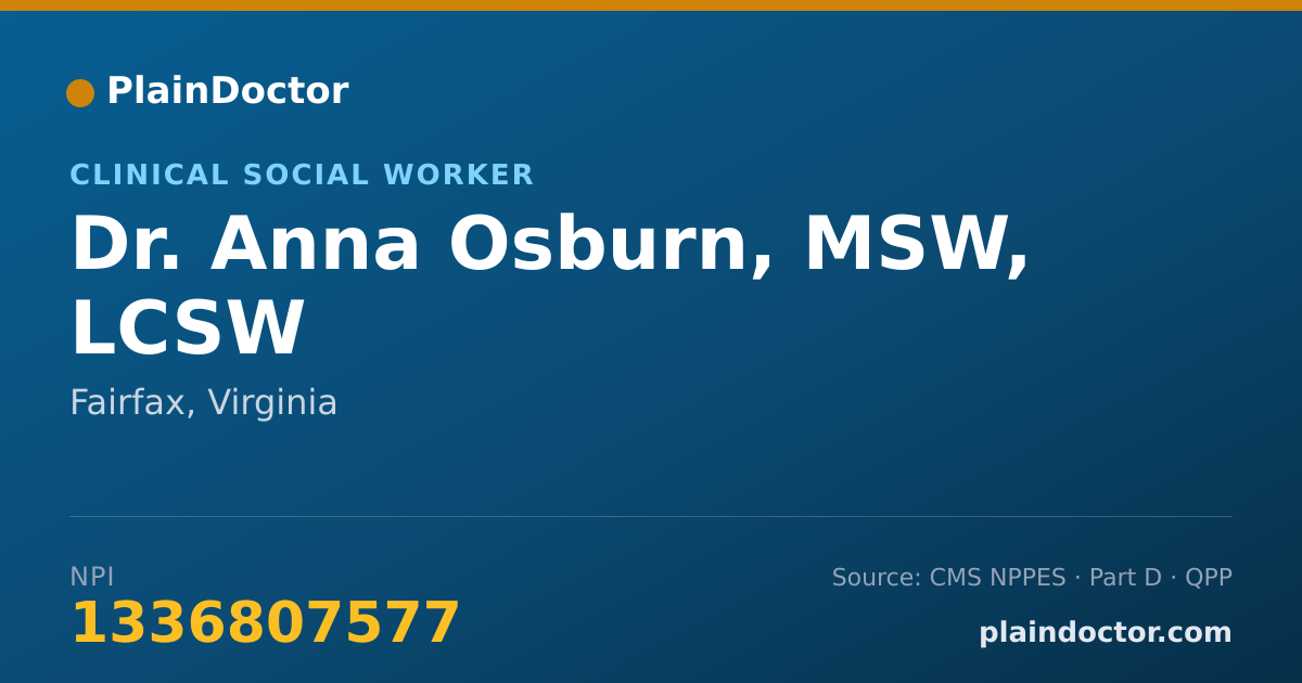 Shareable card for Anna Osburn, MSW, LCSW - Clinical Social Worker, Fairfax, VA
