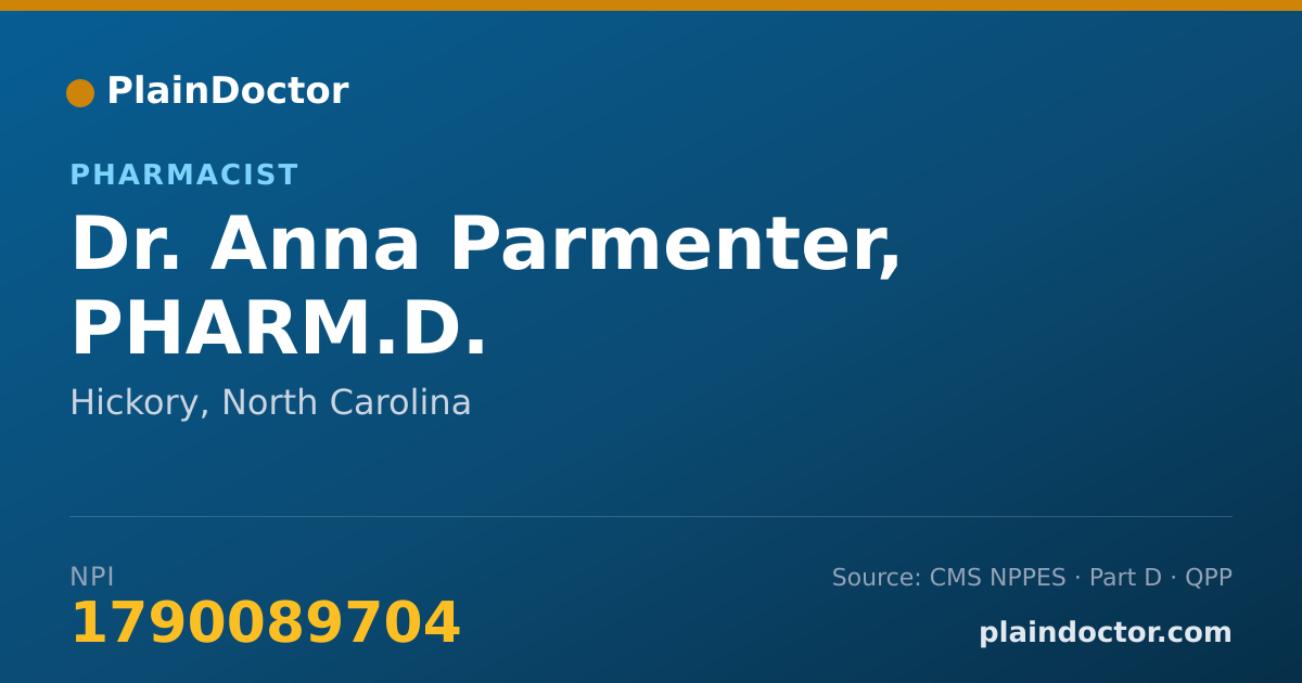 Shareable card for Anna Parmenter, PHARM.D. - Pharmacist, Hickory, NC