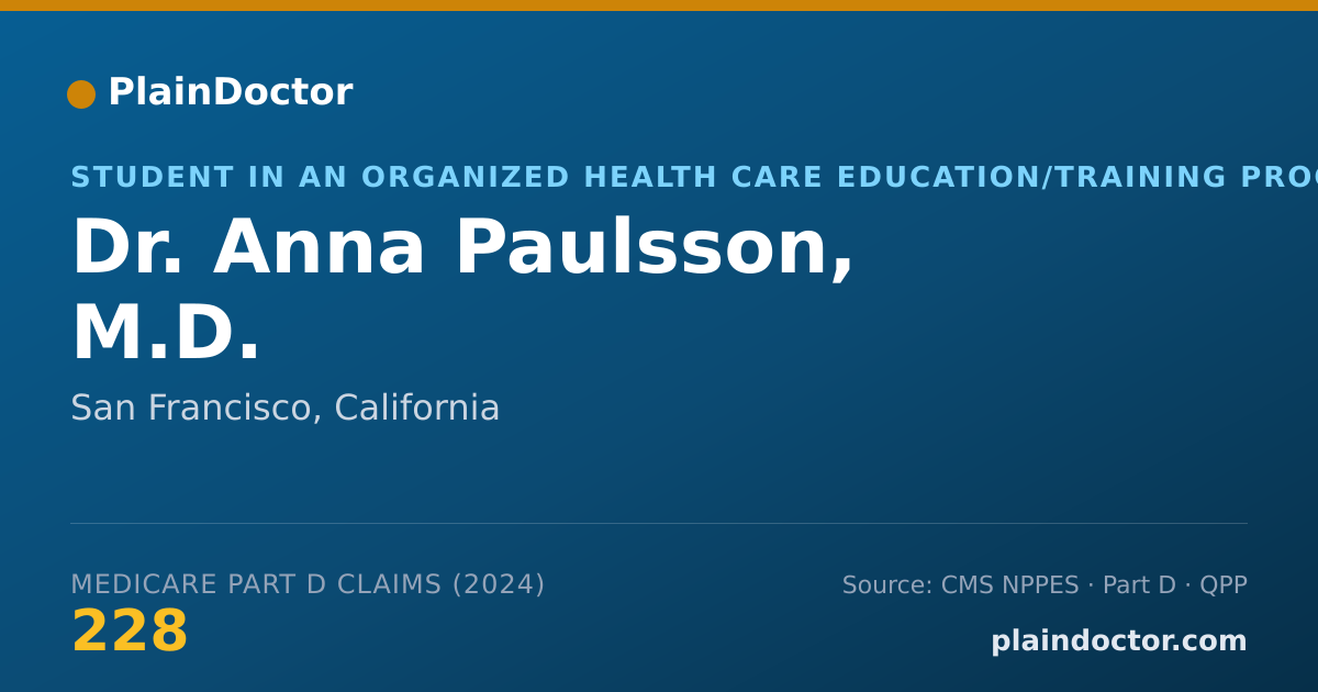 Shareable card for Anna Paulsson, M.D. - Student in an Organized Health Care Education/Training Program, San Francisco, CA
