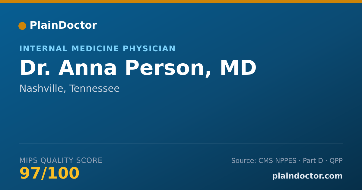 Shareable card for Anna Person, MD - Internal Medicine Physician, Nashville, TN