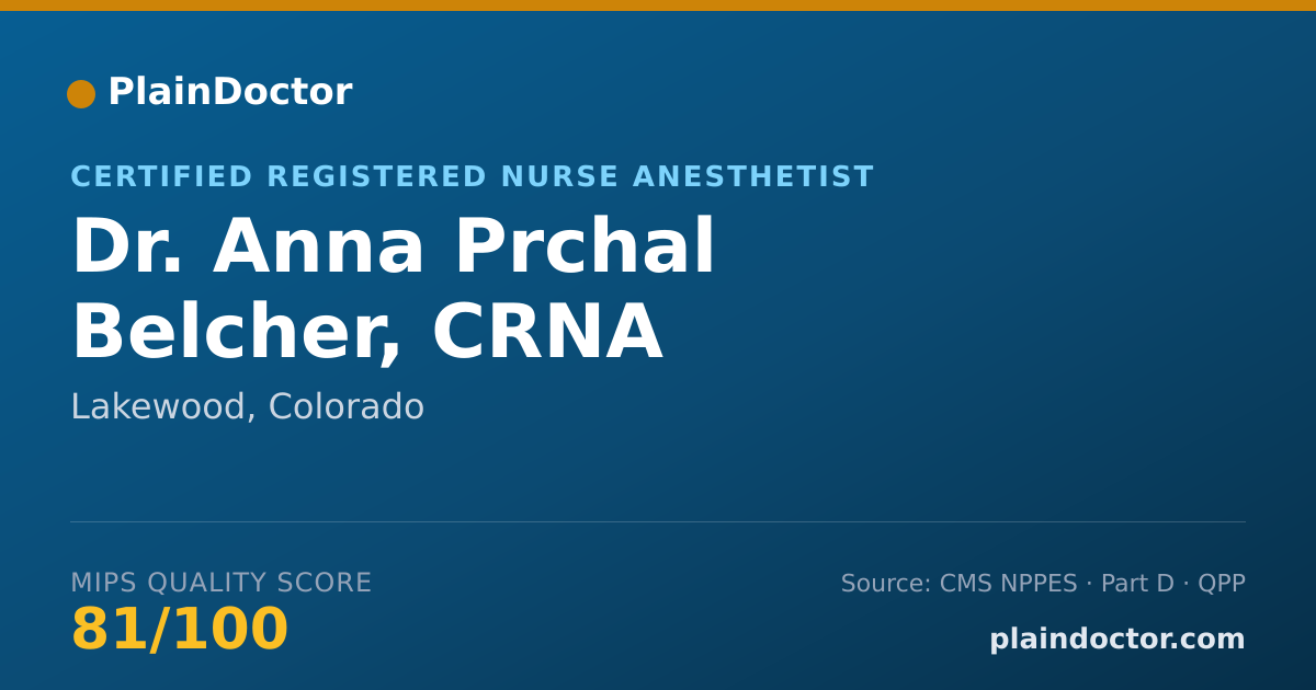 Shareable card for Anna Prchal Belcher, CRNA - Certified Registered Nurse Anesthetist, Lakewood, CO