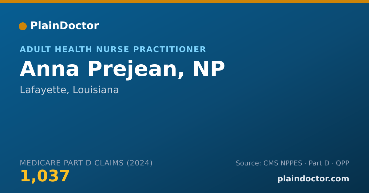 Shareable card for Anna Prejean, NP - Adult Health Nurse Practitioner, Lafayette, LA