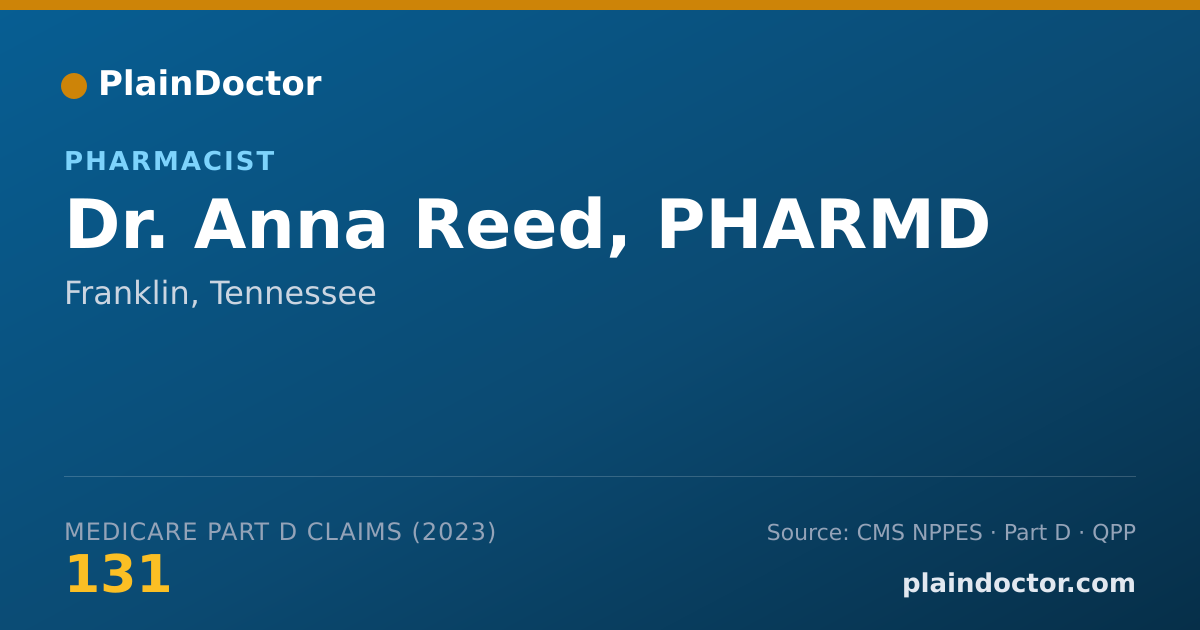 Shareable card for Anna Reed, PHARMD - Pharmacist, Franklin, TN