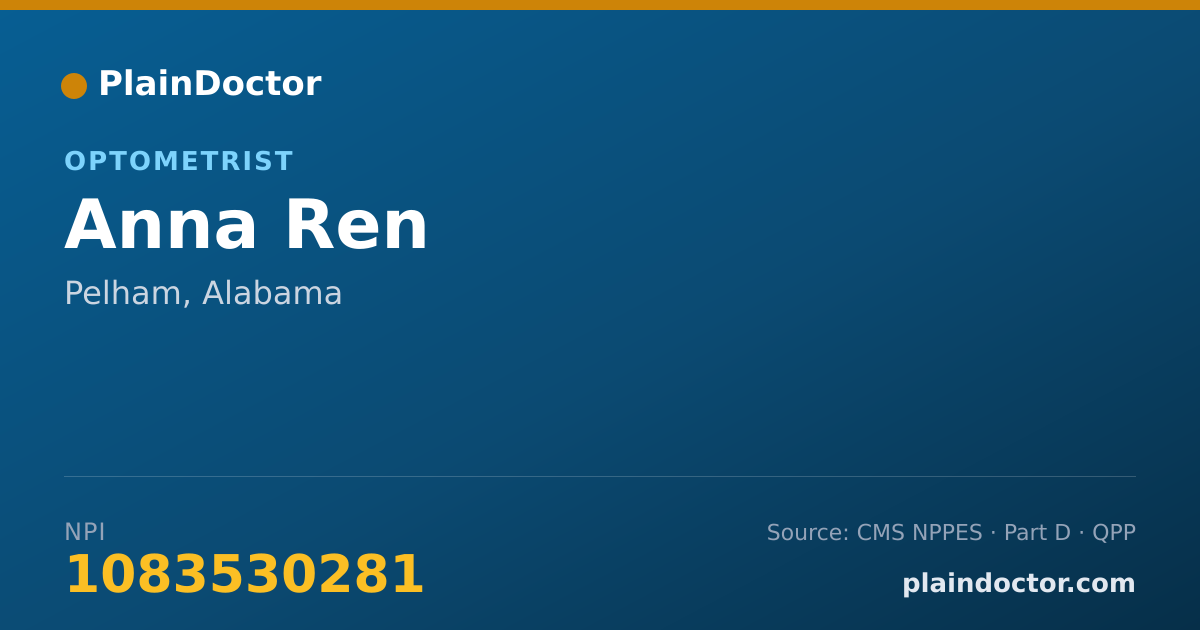 Shareable card for Anna Ren - Optometrist, Pelham, AL