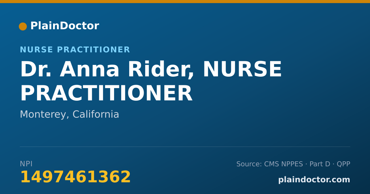 Shareable card for Anna Rider, NURSE PRACTITIONER - Nurse Practitioner, Monterey, CA