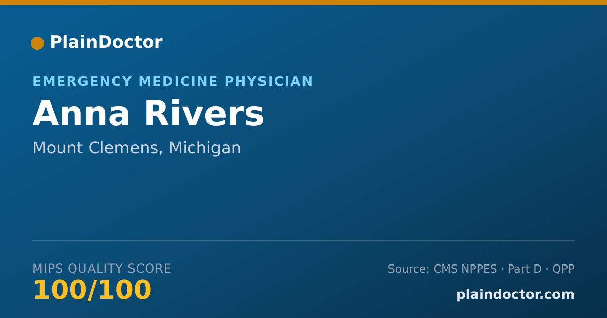Shareable card for Anna Rivers - Emergency Medicine Physician, Mount Clemens, MI