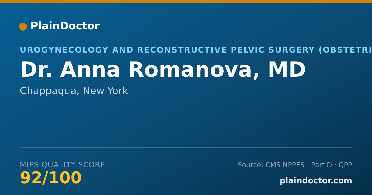 Shareable card for Anna Romanova, MD - Urogynecology and Reconstructive Pelvic Surgery (Obstetrics & Gynecology) Physician, Chappaqua, NY