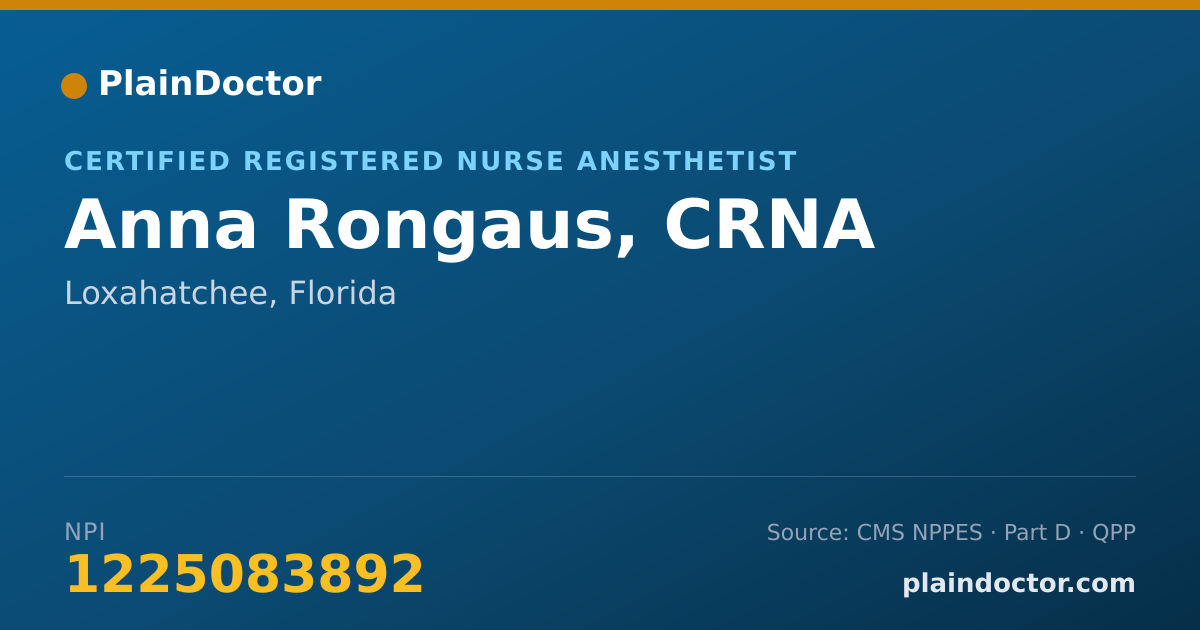 Shareable card for Anna Rongaus, CRNA - Certified Registered Nurse Anesthetist, Loxahatchee, FL