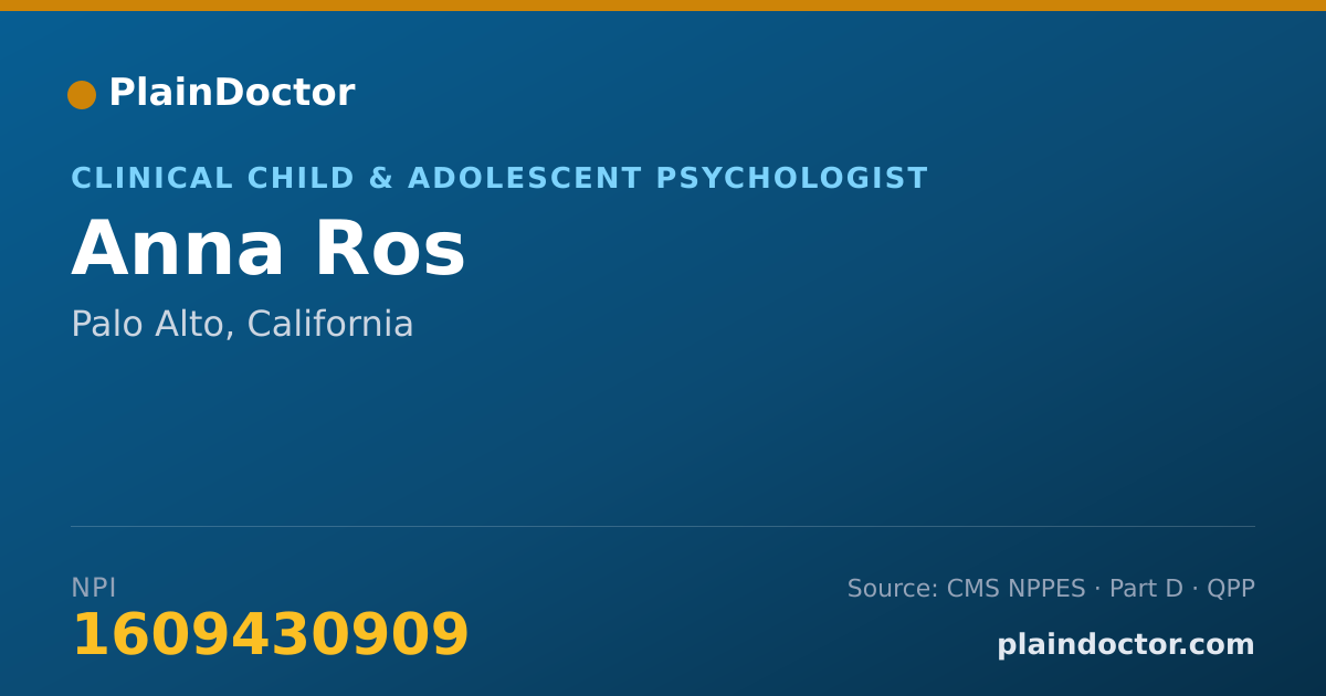 Shareable card for Anna Ros - Clinical Child & Adolescent Psychologist, Palo Alto, CA