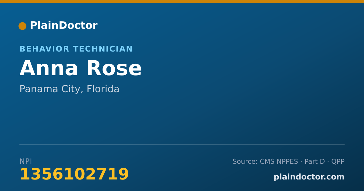 Shareable card for Anna Rose - Behavior Technician, Panama City, FL