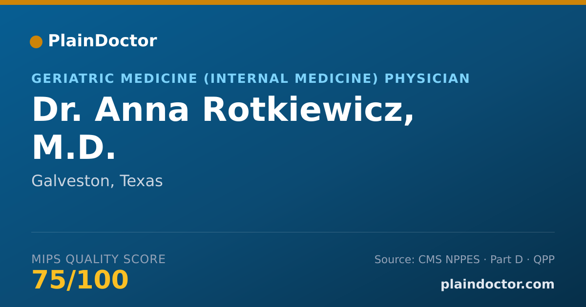 Shareable card for Anna Rotkiewicz, M.D. - Internal Medicine Physician, Galveston, TX