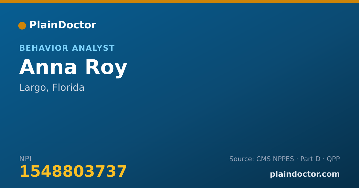 Shareable card for Anna Roy - Behavior Analyst, Largo, FL