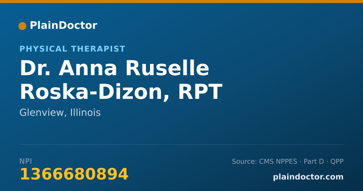 Shareable card for Anna Ruselle Roska-Dizon, RPT - Physical Therapist, Glenview, IL