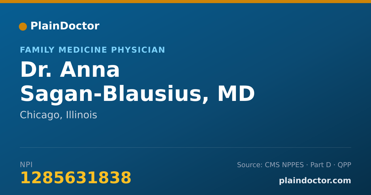 Shareable card for Anna Sagan-Blausius, MD - Family Medicine Physician, Chicago, IL