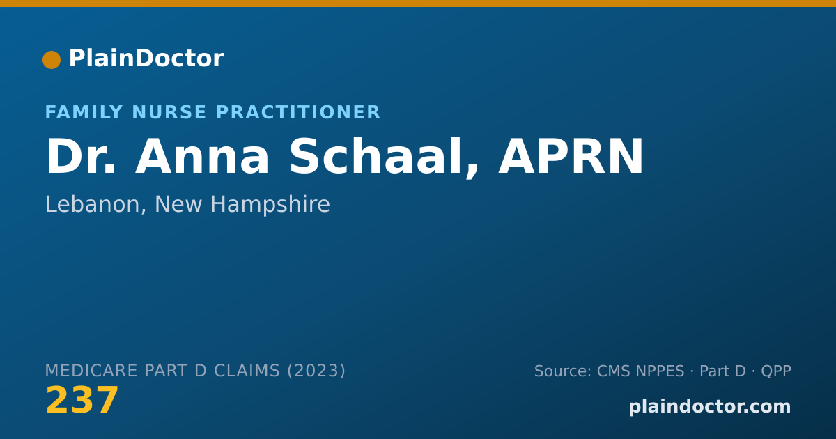 Shareable card for Anna Schaal, APRN - Family Nurse Practitioner, Lebanon, NH