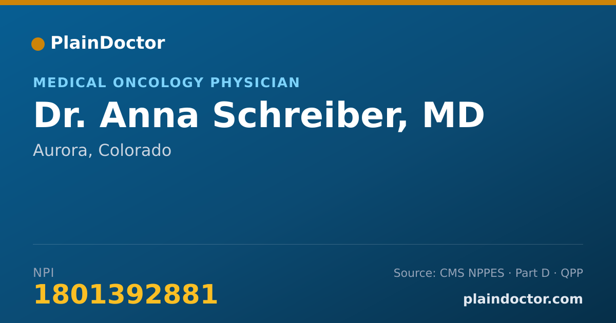 Shareable card for Anna Schreiber, MD - Medical Oncology Physician, Aurora, CO
