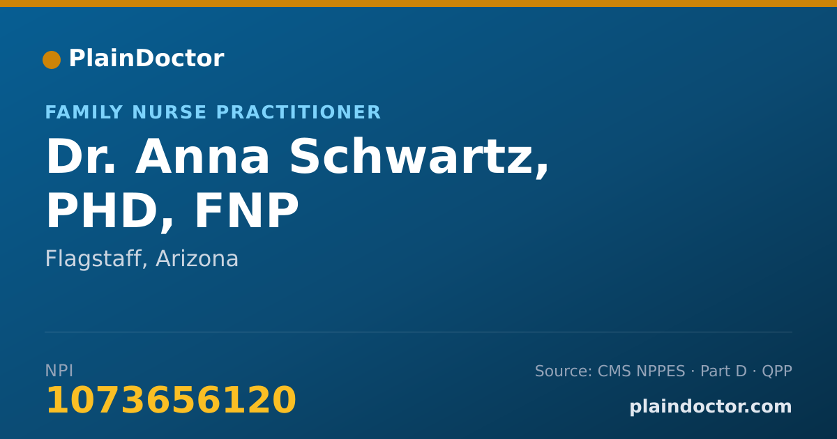 Shareable card for Anna Schwartz, PHD, FNP - Family Nurse Practitioner, Flagstaff, AZ