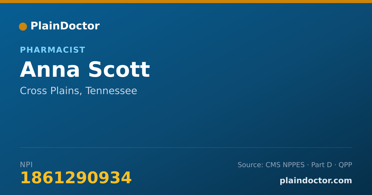 Shareable card for Anna Scott - Pharmacist, Cross Plains, TN