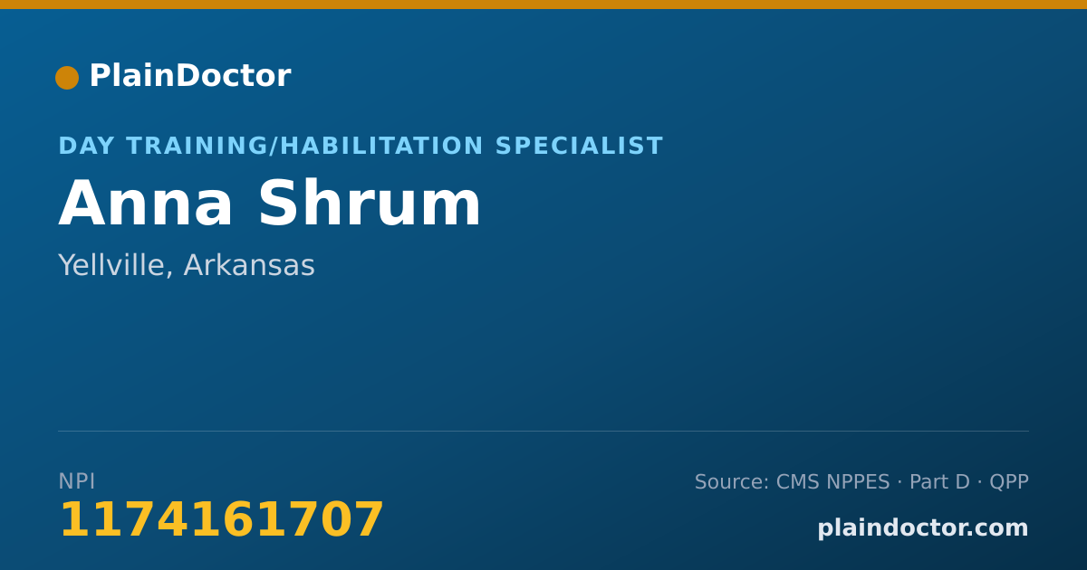 Shareable card for Anna Shrum - Day Training/Habilitation Specialist, Yellville, AR
