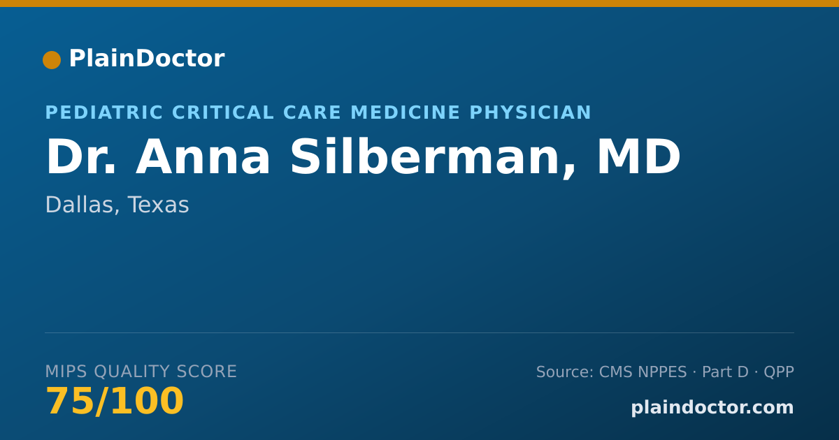 Shareable card for Anna Silberman, MD - Pediatric Critical Care Medicine Physician, Dallas, TX