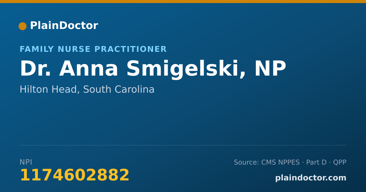 Shareable card for Anna Smigelski, NP - Family Nurse Practitioner, Hilton Head, SC