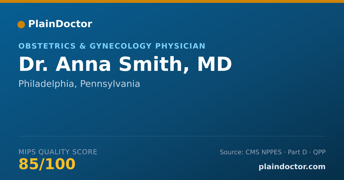 Shareable card for Anna Smith, MD - Obstetrics & Gynecology Physician, Philadelphia, PA